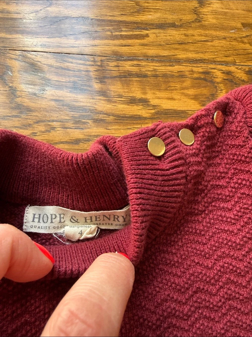 Girls Hope & Henry Burgundy Knit Fit-and-Flare Dress